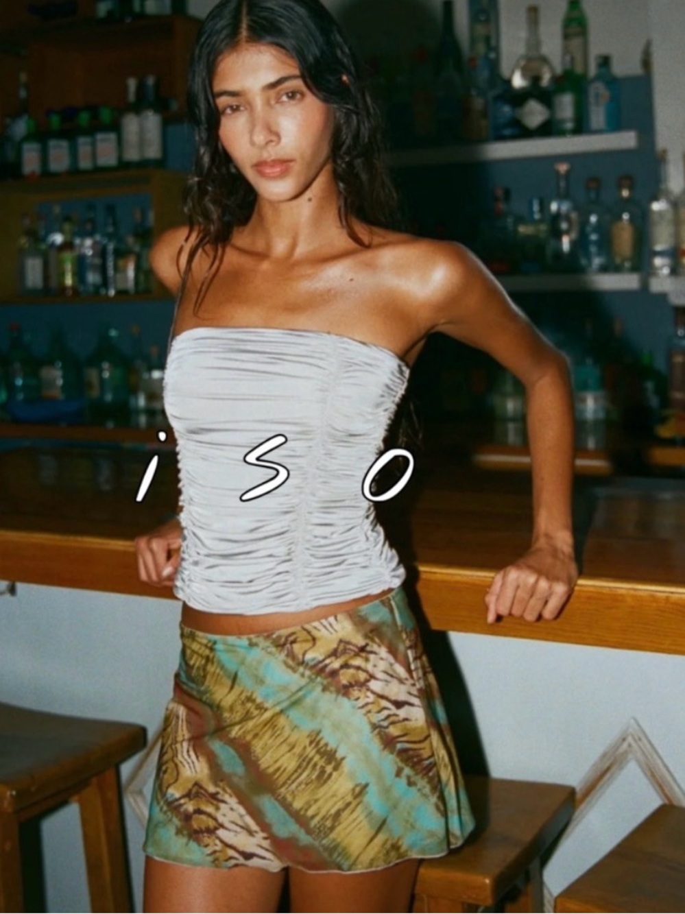 Indah Multicolor Tie-Dye Mini Skirt with Turquoise & Brown
